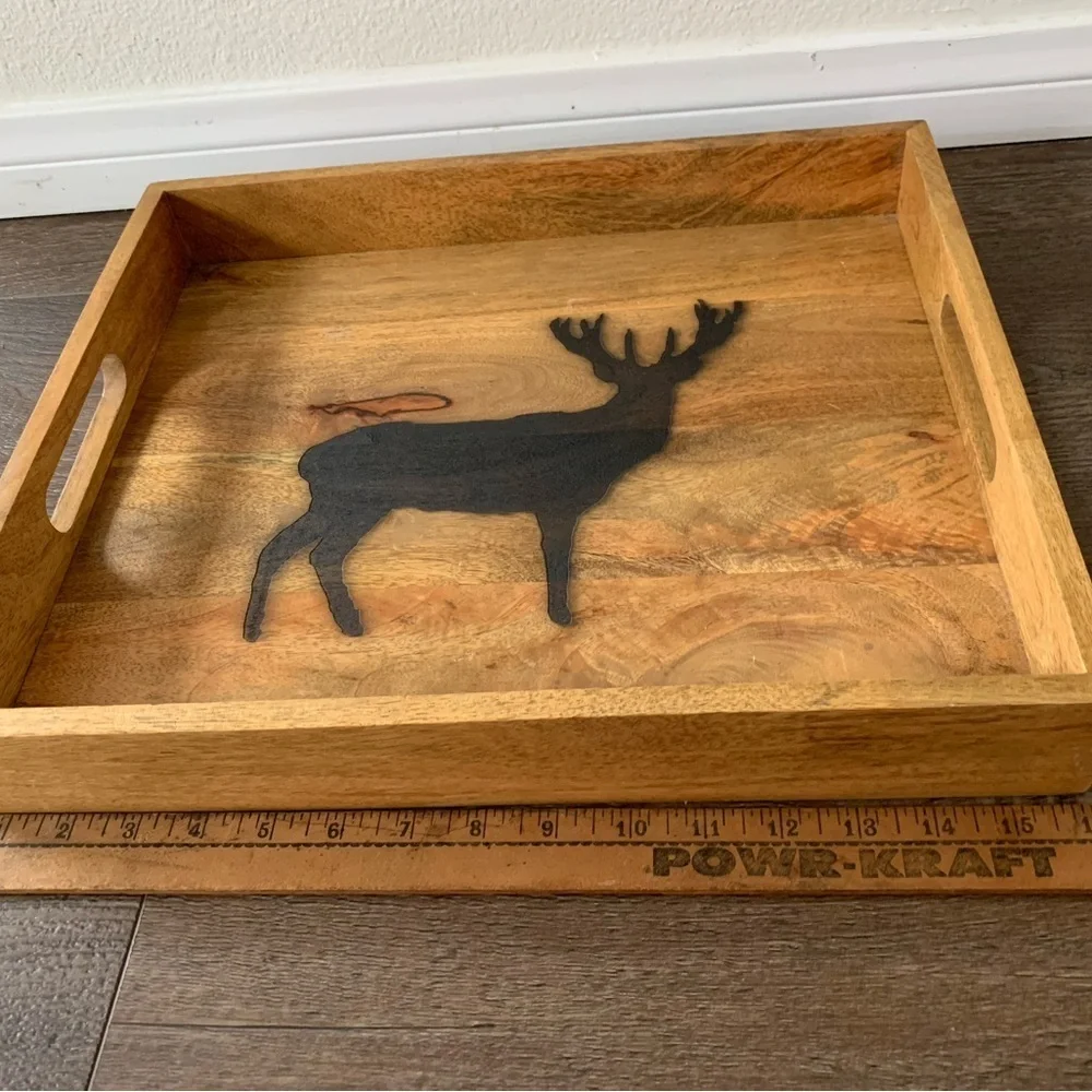 Wooden Tray with Deer Design